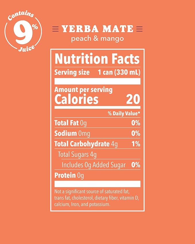 Babe Organic Yerba Mate Energy Drinks | NO SUGAR ADDED with 150mg Plant-Based Caffeine | Natural Yerba Mate Tea with No Crash No Jitters - Peach Mango &amp Passion Dragon (6 x 12oz Cans)