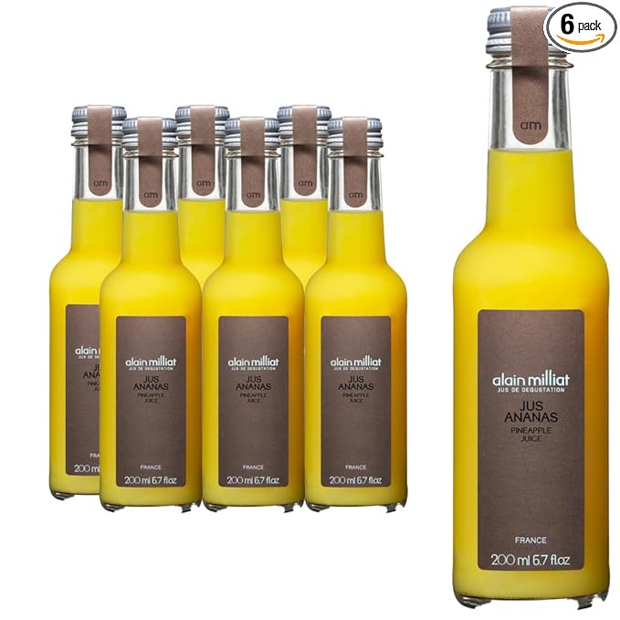 Generic Alain Milliat-Pineapple Juice 6.8 Fl Oz (Six 200ml Glass Bottles)