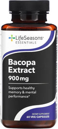 LifeSeasons Bacopa Extract 900 mg – Natural Memory &amp Focus Support Supplement Mood Balance &amp Brain Health 120 Veg Capsules Non‑GMO Gluten‑Free Vegan Friendly