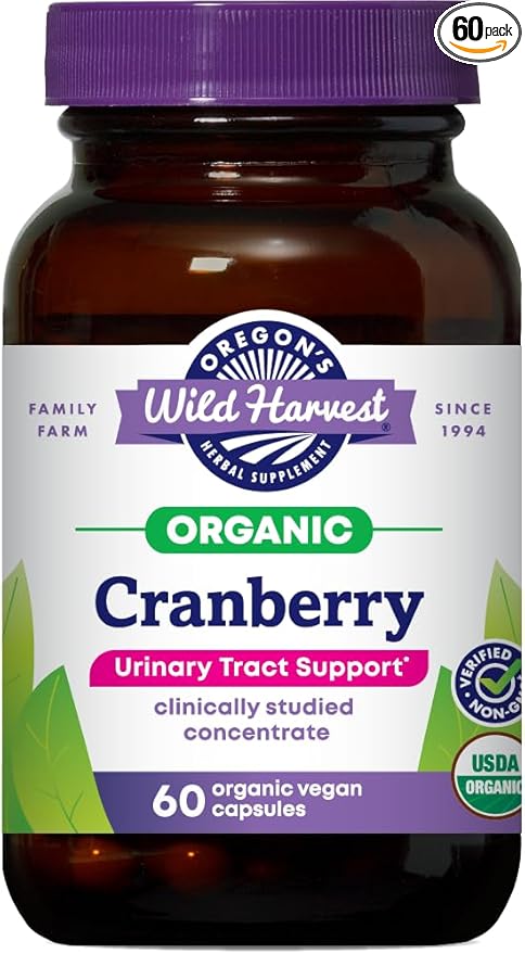 Oregon's Wild Harvest Non-GMO Gluten-Free Cranberry Organic Herbal Supplements 60 Count