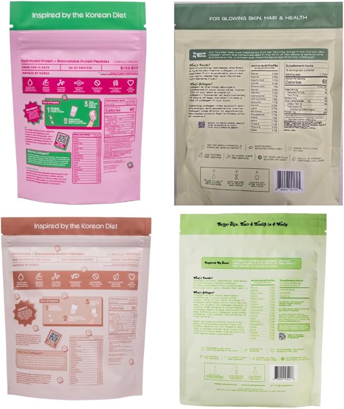 Crushed Tonic Korean Beauty Collagen Discovery Kit | Try Marine &amp Bovine Collagen Peptides | K-Beauty Sampler | Gluten-Free Halal &amp Kosher (Variety 3 Mini Pouches Sampler Kit)