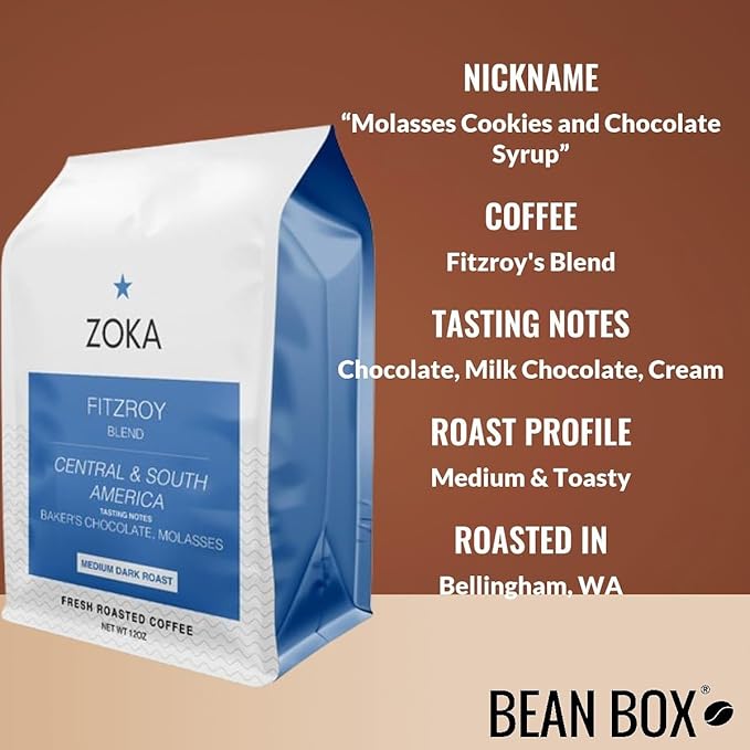 Fitzroy's Blend - Roasted by Zoka Coffee - Freshly Ground Coffee - 12 Ounce Bag