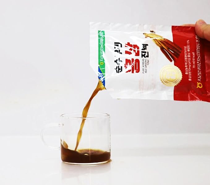 Korean Red Ginseng Herbal Tea Sachets – 6-Year-Old Korean Ginseng with 9 Plant Extracts – Portable Sweet &amp Bitter Rich Flavor Ready-to-Drink_70ml (2.37 oz) x 30 Packs