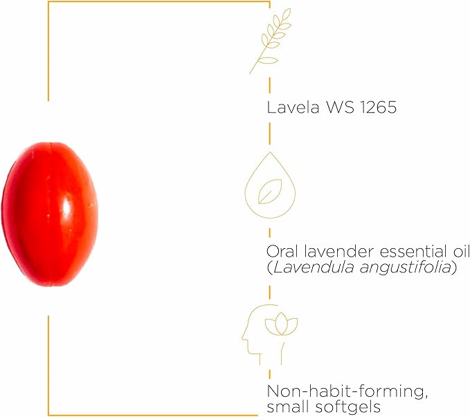 Integrative Therapeutics Lavela WS 1265 - Lavender Essential Oil Supplement for Sleep &amp Stress Support* - Dairy-Free - 60 Softgels (60 Servings)