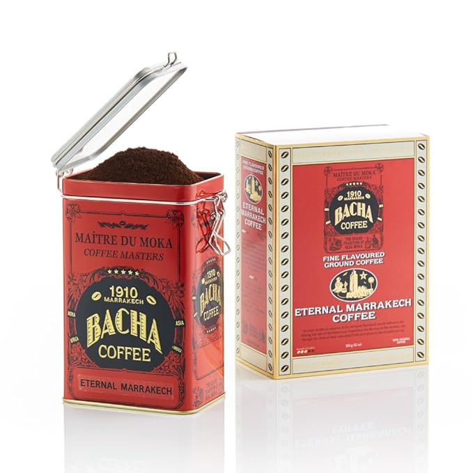 Bacha Coffee | Eternal Marrakech Fine Flavoured Coffee Autograph Collection 100% Arabica Specialty Coffee Ground Beans Medium Roast 350g &amp 100% Natural Wood Fibre Paper Filters Small