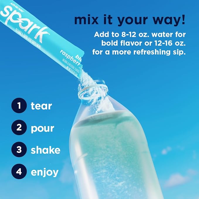 AdvoCare Spark - Energy Drink Mix - Vitamin &amp Amino Acid Supplement - Supports Energy &amp Focus* - Portable Immune Support* - Sugar-Free - Blue Raspberry 14 Stick Packs (3.5 oz)