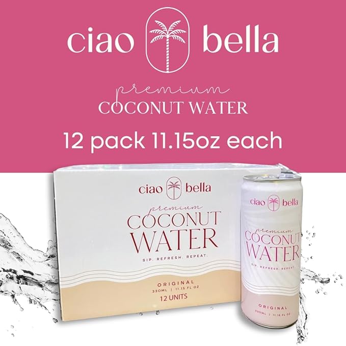 ciao bella Premium Coconut Water: All-Natural Hydration Non-GMO One Simple Ingredient 11.15 Fl Oz (Pack of 12)