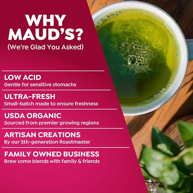 Maud's Organic Matcha Green Tea Pods 80 ct Single Serve Tea Pods – 100% Gourmet Blended Tea Leaves Compatible with Keurig K Cups Maker