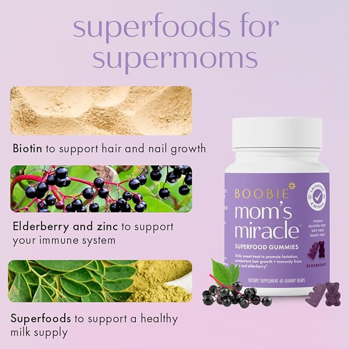 Boobie Bears Lactation Support Gummies | Helps As Milk Supply Booster &amp Supports Immune Health &amp Hair Growth | Breastfeeding Supplements with Zinc &amp Elderberry for Milk Supply Increase 12