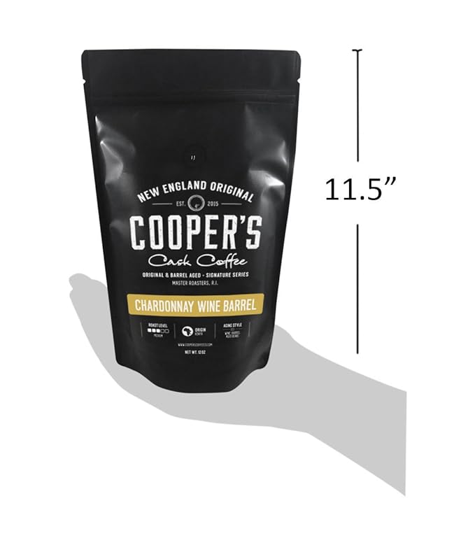 Wine Barrel Chardonnay Aged Kenya AA Beans Incredibly Complex &amp Smooth Roasted Fresh - Whole bean 12oz Bag