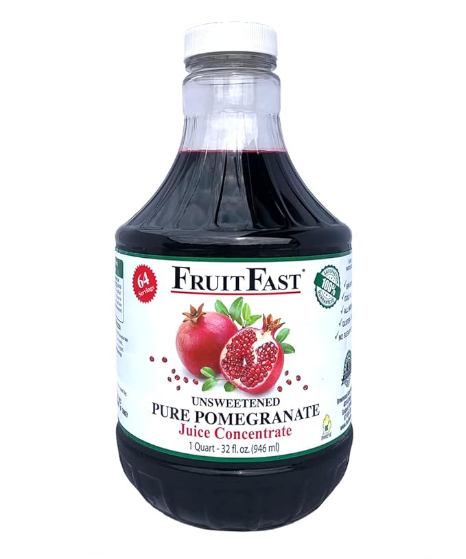 Pomegranate Juice Concentrate by FruitFast - (32 FL OZ) Unsweetened 65 Brix Pure Concentrated Juice - 100% Pomegranate Extract - No Additives or Fillers!