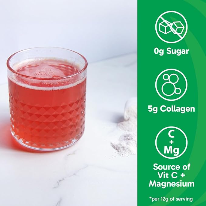 Organikа Electrolytes with Enhanced Collagen Powder for Women &amp Men - 13 oz - Strawberry Peach-Flavored Effervescent Electrolyte &amp Collagen Drink Mix - Deep Hydration Mobility Skin Hair &a
