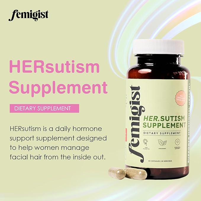 HERsutism Supplement Spearmint Zinc Capsules for Facial Hair Reduction Hirsutism Natural Androgen Blocker PCOS Support Hormone Balance Aid for Women Herbal Solution for Excess Growth