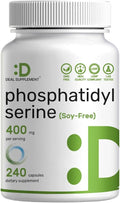 Phosphatidylserine Supplement 400mg Serving 240 Capsules – Soy Free Sunflower Lecithin Source