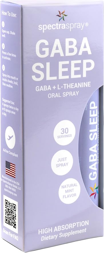 Melatonin Free GABA Sleep Support Spray Supplement 2 Pack -Vegan Natural &amp Effective Oral Spray with GABA L-Theanine 5 HTP &amp Herbal Blend. Non-GMO No Melatonin 60 Day Supply