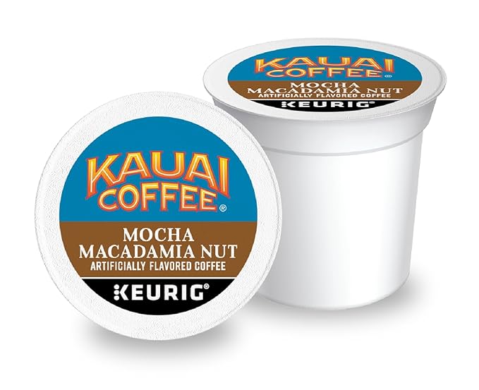 Kauai Coffee K-Cup Pods for Keurig Brewers – Arabica Coffee 10% Hawaiian – Medium Roast Savory and Chocolatey Aroma – Mocha Macadamia Nut 1 Pack of 48 Single Serve K-Cups