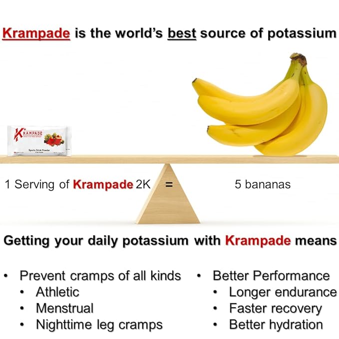 Krampade Anti-Cramping Potassium Replacement Sports Drink - 2K Fruit Punch Single Serve Colorless