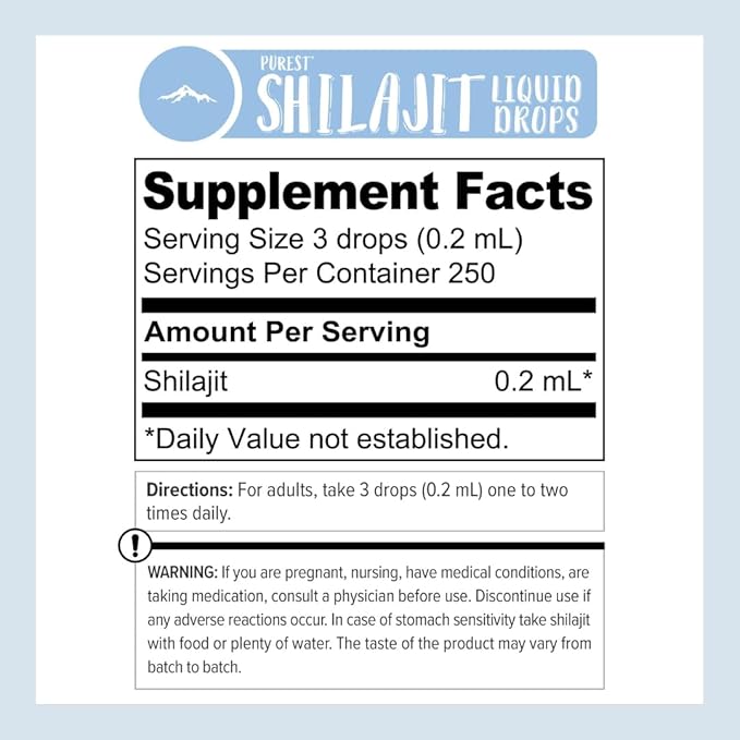 Pure Himalayan Shilajit ® Liquid Drops - The Purest Form of Shilajit 99.9% Absorption for Immune Support Energy Boost Anti-Aging - Natural Trace Minerals &amp Fulvic Acid (50ml)