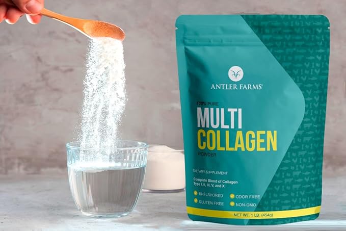 Antler Farms - Multi Collagen Protein Powder - 5 Types (I II III V and X) 100% Pure Hydrolyzed Collagen Peptides for Men and Women - Bioavailable Rapid Absorption - Unflavored - 1 lb