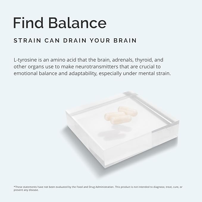 BRAINMD Dr Amen Tyrosine - 120 Capsules - Promotes Mental Focus Clarity &amp Alertness - Gluten Free - 60 Servings