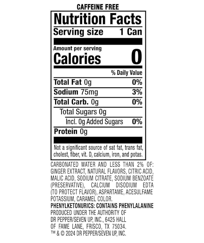 Canada Dry Ginger Ale Zero Sugar 7.5 Fl Oz Cans 24 Pack