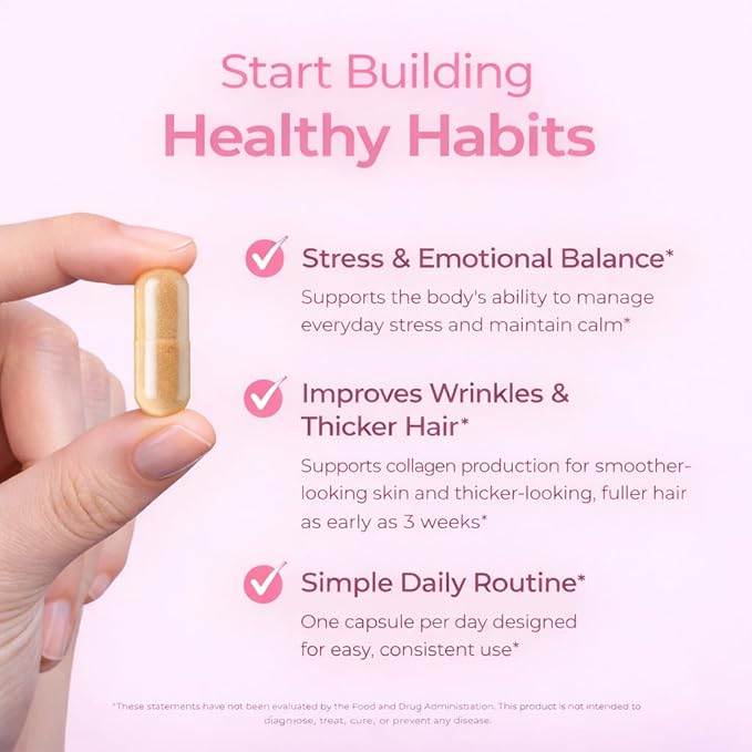 Ashwagandha for Women with Biotin &amp Collagen – 500mg Female-Optimized Stress &amp Hormone Support Hair Skin &amp Nails – Non-GMO Gluten-Free Capsules 60 Count - 2-Month Supply