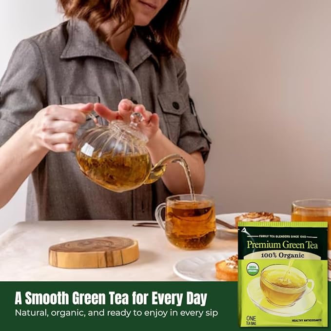 Premium Bigeloww Organic Green Tea 140 Count Individually Wrapped Tea Bags - For Daily Wellness &amp Antioxidant Boost - Packaged for Freshness