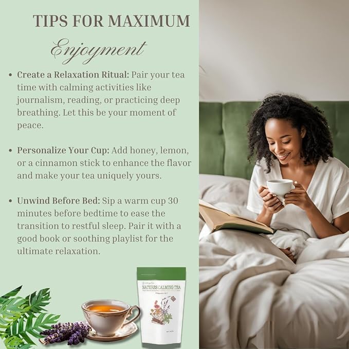 Nature’s Calming Tea – Sleep Tea with Chamomile Lavender &amp Ashwagandha for Stress Relief Relaxation &amp Bedtime Support – Caffeine Free Herbal Tea Bags