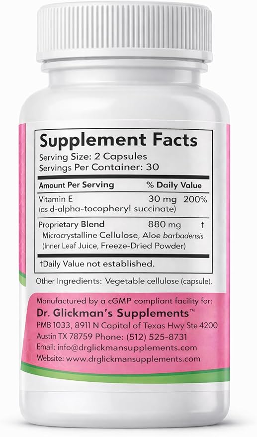 Vera-Mannan™ Aloe Vera Capsules with Vitamin E – 60 Vegetarian Capsules – Made in USA