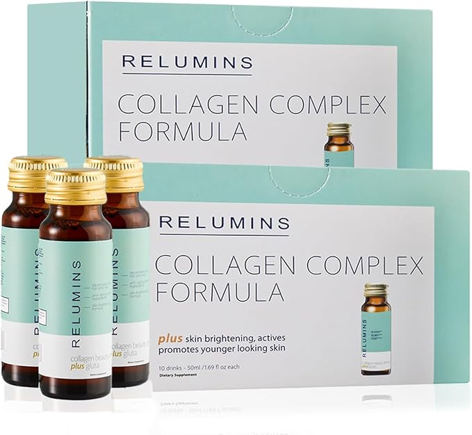 Relumins Radiant Bundle Set - 20 Bottles (50ml) Collagen Beauty Drink + 60 Capsules Advance Glutathione with Rose HIPS