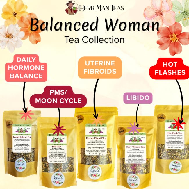 MENOPAUSE TEA – Natural Support for Hot Flashes – Formulated by Master Herbalist Khabir – Organic Loose-Leaf Herbal Blend – Caffeine-Free Non-GMO No Additives