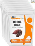 BulkSupplements.com Cocoa Bean Extract Powder - Cocoa Supplement - Unsweetened Vegan &amp Gluten Free 500mg per Serving 1kg (2.2) (Pack of 5)