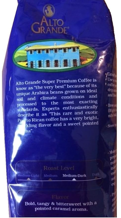 Alto Grande Super Premium Coffee Beans Medium Dark Roast Single Origin Puerto Rico Arabica Whole Bean 2 Pound (Pack of 1)