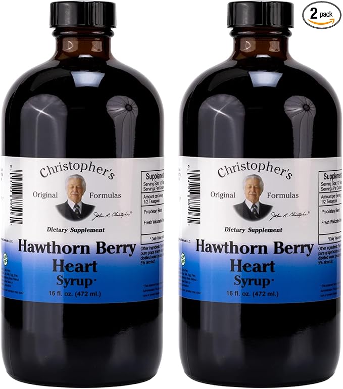 Christopher's Original Formulas Hawthorn Berry Heart Syrup - 16 fl oz | Natural Herbal Blend for General Wellness - Pack of 2