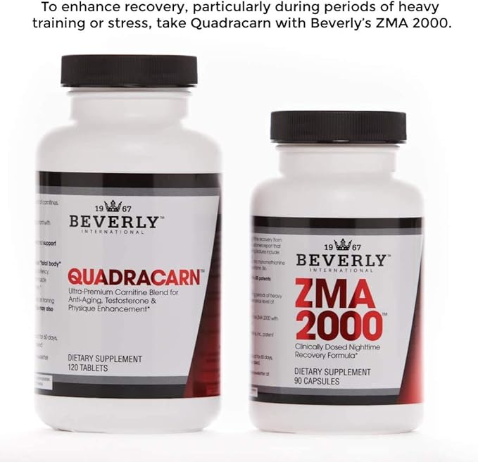 Beverly International Quadracarn 4X-Potency Lab Tested Ultra-Premium Carnitine Blend for Fat Loss Muscle Definition Metabolism Mood Energy Boost Anti-Aging Brain Function. 120 Tablets.