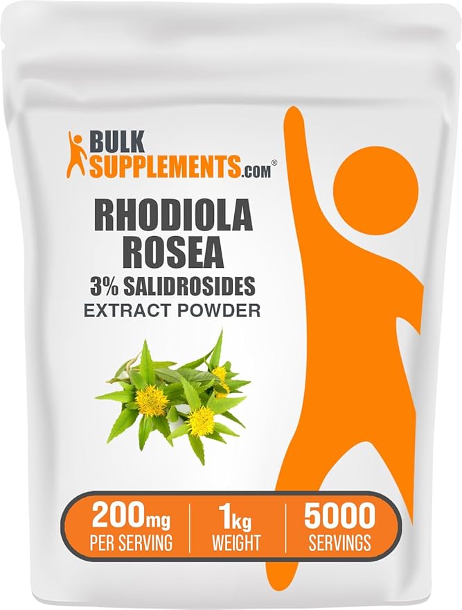 BulkSupplements.com Rhodiola Extract Powder - 3% Salidrosides Rhodiola Rosea Extract - Herbal Supplement Gluten Free 200mg per Serving 1kg (2.2 lbs) (Pack of 1)
