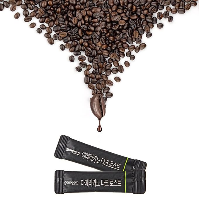 Korean Instant Coffee Mix Sticks Americano and Hazelnut 100 Count 1g Each Gom gom (100 Dark)