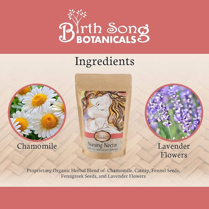 Birth Song Botanicals Nursing Nectar Herbal Breastfeeding Tea – Organic Lactation Tea to Increase Milk Supply Enhance Milk Production &amp Breastmilk Flow* – 40 Servings