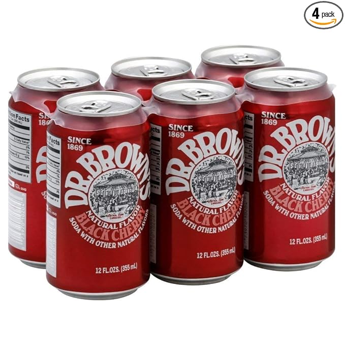Dr. Brown Soda Black Cherry 6 pack 12-ounces (Pack of4)