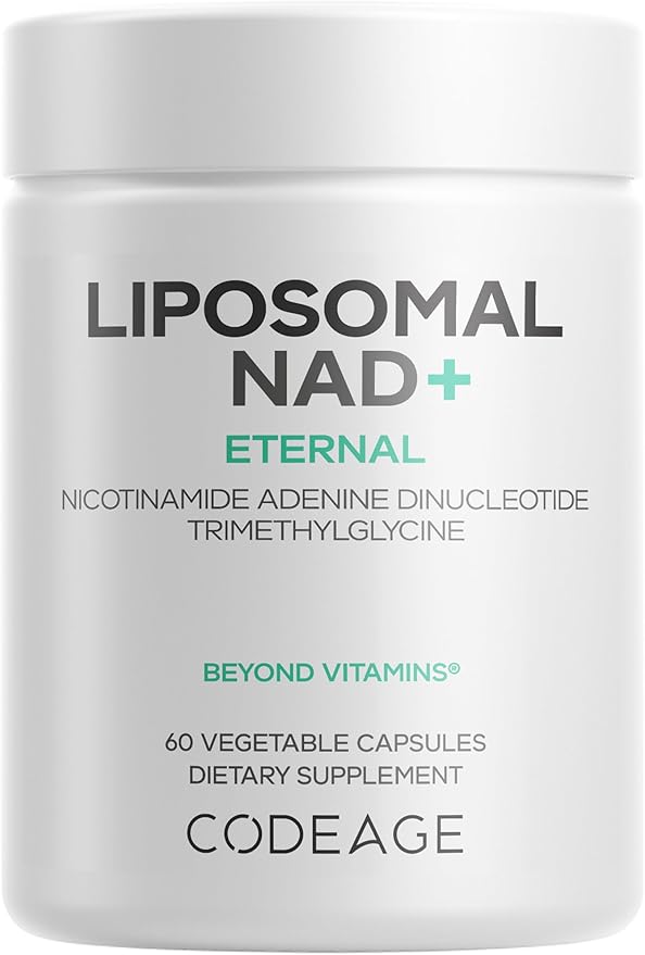 Codeage Liposomal NAD+ Supplement - NAD Nicotinamide Adenine Dinucleotide Coenzyme Pills - 500 mg NAD+ Per Serving &amp Betaine Anhydrous - Liposomal Delivery - Vegan Non-GMO Gluten-Free - 60 Capsu
