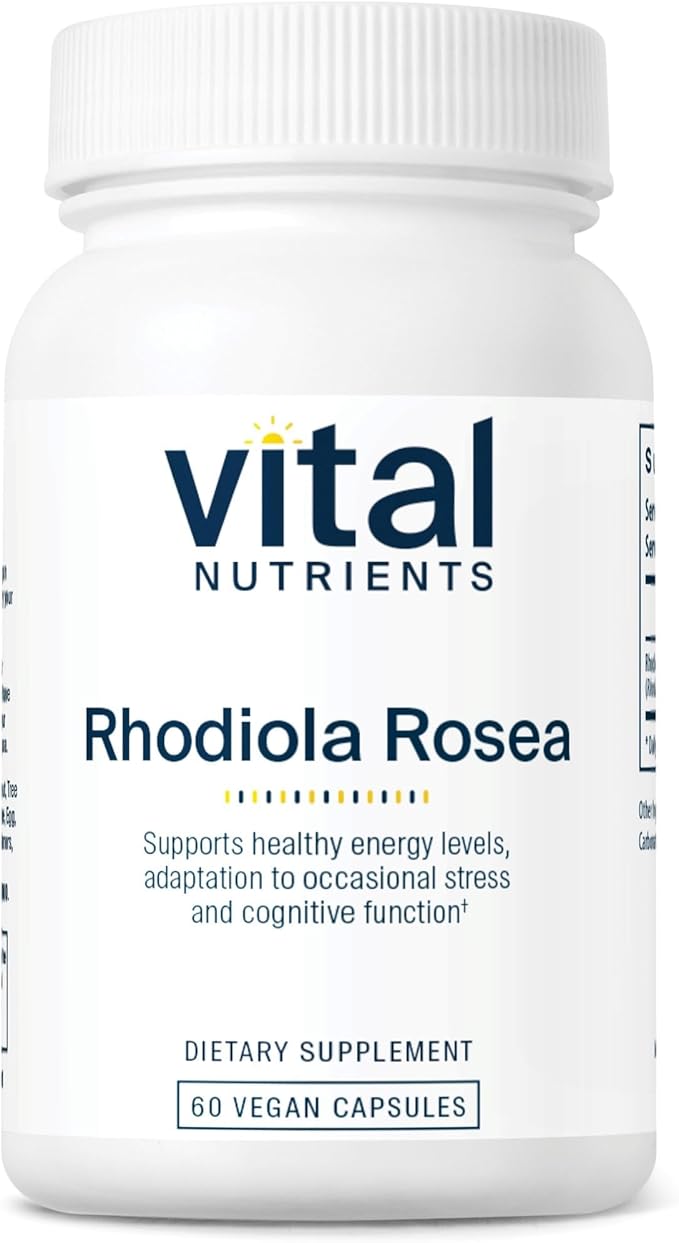 Vital Nutrients Rhodiola Rosea - Rhodiola Supplement for Healthy Energy Memory and Stress Support - Gluten Dairy Soy Free - Non-GMO - 60 Capsules