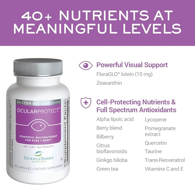 ScienceBased Health OcularProtect – Daily Multivitamin with Advanced Eye Health Support – 40+ Key Nutrients with Lutein Zeaxanthin Turmeric &amp Quercetin – Immune &amp Antioxidant Support