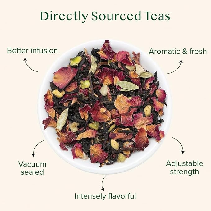 VAHDAM Blooming Rose Black Tea - Premium Black Tea with Rose Petals (3.5oz) DELICIOUS &amp AROMATIC Black Tea Loose Leaf with Fragrant Rose Petals | Vacuum Sealed Pack