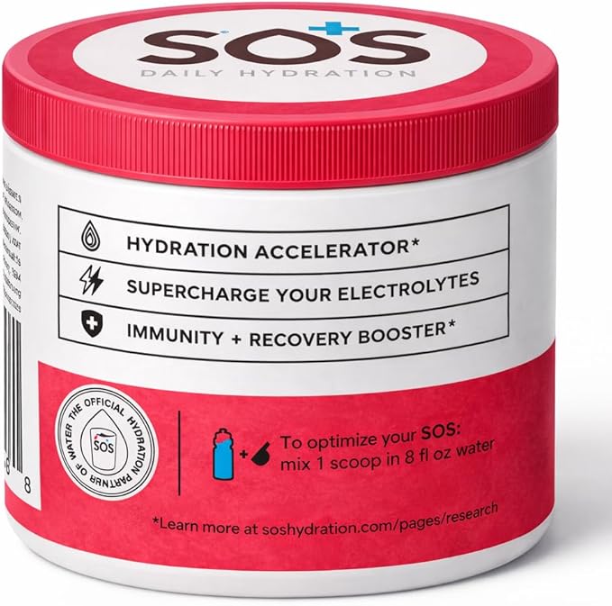 SOS Hydration Electrolyte Powder Drink Mix – Watermelon 31 Servings | Low Sugar Electrolytes 15 Cal | Keto Hydration Powder for Rapid Rehydration