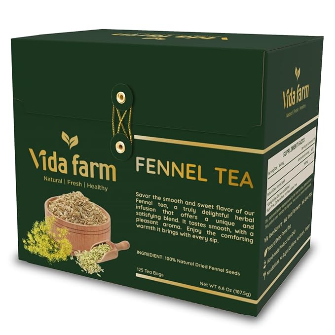 VIDA FARM 125 Fennel Tea Bags 100% Natural Dried Fennel Herbal Tea No Sugar No Caffeine