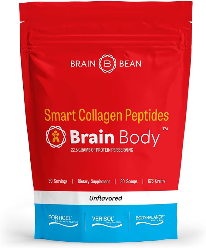 Brain Body Collagen Peptides Powder - Vital Protein &amp Collagen Supplement for Women &amp Men - Hydrolyzed Type I &amp III for Hair Skin Nails &amp Joint Health - 30 Servings - Unflavored - 67