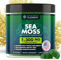 Secret Element Sea Moss Gummies 1300MG for Women and Men Irish Sea Moss with Bladderwrack &amp Burdock Root Vegan Sea Moss Gummies Sugar Free Non-GMO Apple Flavor 60 Gummies