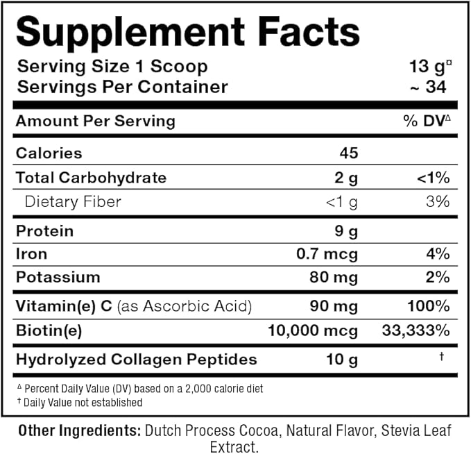 ALLMAX Collagen Powder Grass Fed &amp Pasture Raised – with Biotin (10000 mcg) &amp Vitamin C (90 mg) (440 Grams Chocolate)