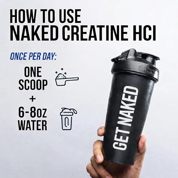 NAKED Lean Creatine HCl Powder 100 Servings - Con-Cret Creatine Hydrochloride with Organic Prickly Pear Extract Electrolytes - Muscle Growth Strength &amp Cognitive Support - Unflavored