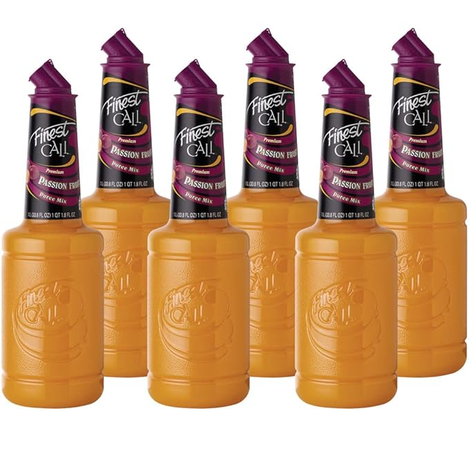 Finest Call Premium Passion Fruit Puree Drink Mix 1 Liter Bottle (33.8 Fl Oz) Pack of 6